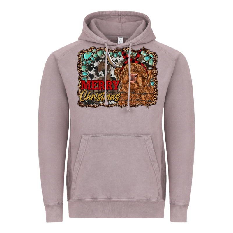 Merry Christmas Highland Cow Vintage Hoodie by RanaPortraitStore | Teevron