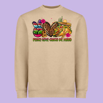 Peace Love Cinco De Mayo Heavyweight Sweatshirt Designed By Cts Tumbler Store