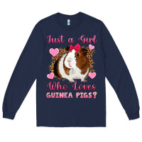 Navy Just A Girl Love Who Loves Guinea Pigs Long Sleeve Tee - Artiststas