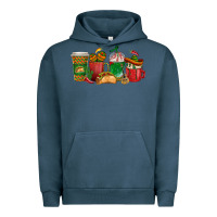 Pigment Midnight Navy Tacos Coffee Cups Urban Hoodie - texasbilliewilder