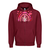 Burgundy valentines day rainbow with cupid gnome Zipper Hoodie - NancyCooperArtShop