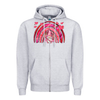 Heather Grey valentines day rainbow with cupid gnome Zipper Hoodie - NancyCooperArtShop