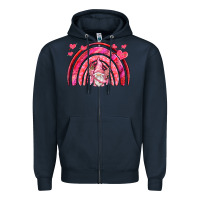 Navy valentines day rainbow with cupid gnome Zipper Hoodie - NancyCooperArtShop