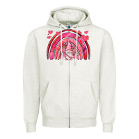 Oatmeal Heather valentines day rainbow with cupid gnome Zipper Hoodie - NancyCooperArtShop