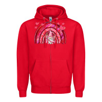 Red valentines day rainbow with cupid gnome Zipper Hoodie - NancyCooperArtShop