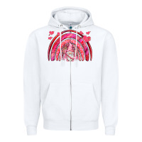White valentines day rainbow with cupid gnome Zipper Hoodie - NancyCooperArtShop