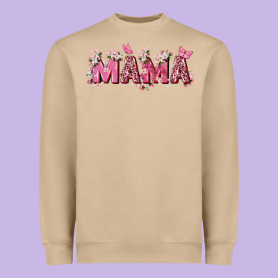 Pink Flowers Mama Heavyweight Sweatshirt Designed By Zillion Design Studio