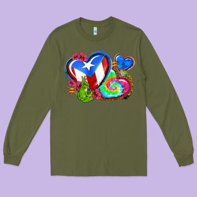 Western Leopard Puerto Rico Hearts Long Sleeve Tee Designed By Adodesignshop