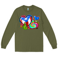 Army Green western leopard puerto rico hearts Long Sleeve Tee - AdoDesignShop