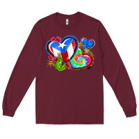 Burgundy western leopard puerto rico hearts Long Sleeve Tee - AdoDesignShop