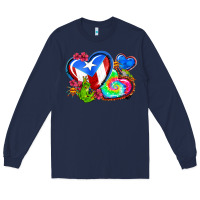 Navy western leopard puerto rico hearts Long Sleeve Tee - AdoDesignShop