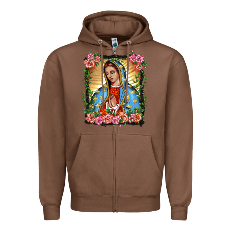 Lady Of Guadalupe Portrait Zipper Hoodie by BarkalooDesign | Teevron
