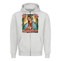Dove Grey lady of guadalupe portrait Zipper Hoodie - BarkalooDesign
