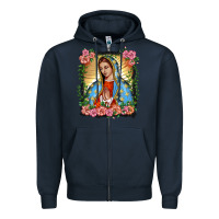 Navy lady of guadalupe portrait Zipper Hoodie - BarkalooDesign