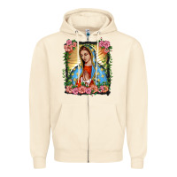 Sandshell lady of guadalupe portrait Zipper Hoodie - BarkalooDesign