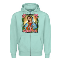 Seafoam lady of guadalupe portrait Zipper Hoodie - BarkalooDesign