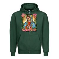 Sports Green lady of guadalupe portrait Zipper Hoodie - BarkalooDesign