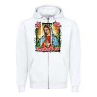 White lady of guadalupe portrait Zipper Hoodie - BarkalooDesign