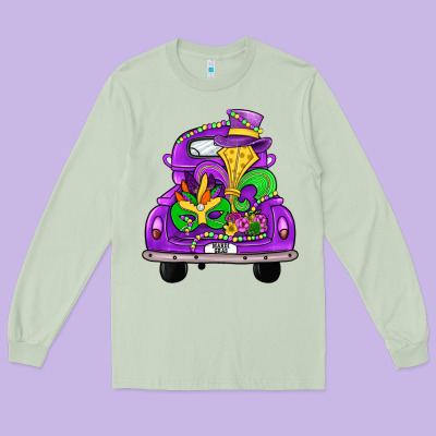 Farm Truck, Mardi Gras Long Sleeve Tee Designed By Jahusdesignshop