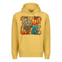 Antique Gold Fall Autumn Leopard Love Pumpkin Premium Hoodie - LillyAllenDesigns