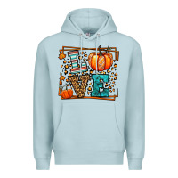Blue Mist Fall Autumn Leopard Love Pumpkin Premium Hoodie - LillyAllenDesigns