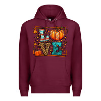 Burgundy Fall Autumn Leopard Love Pumpkin Premium Hoodie - LillyAllenDesigns