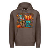 Coffee Fall Autumn Leopard Love Pumpkin Premium Hoodie - LillyAllenDesigns