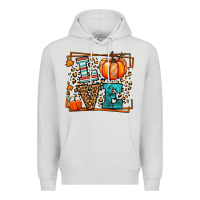 Dove Grey Fall Autumn Leopard Love Pumpkin Premium Hoodie - LillyAllenDesigns