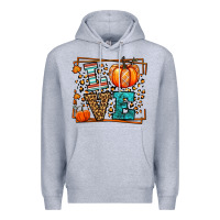 Heather Grey Fall Autumn Leopard Love Pumpkin Premium Hoodie - LillyAllenDesigns