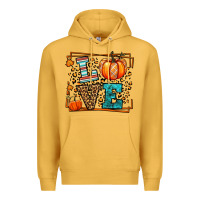 Mustard Fall Autumn Leopard Love Pumpkin Premium Hoodie - LillyAllenDesigns