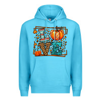 Ocean Blue Fall Autumn Leopard Love Pumpkin Premium Hoodie - LillyAllenDesigns
