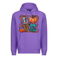Purple Fall Autumn Leopard Love Pumpkin Premium Hoodie - LillyAllenDesigns