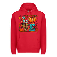 Red Fall Autumn Leopard Love Pumpkin Premium Hoodie - LillyAllenDesigns