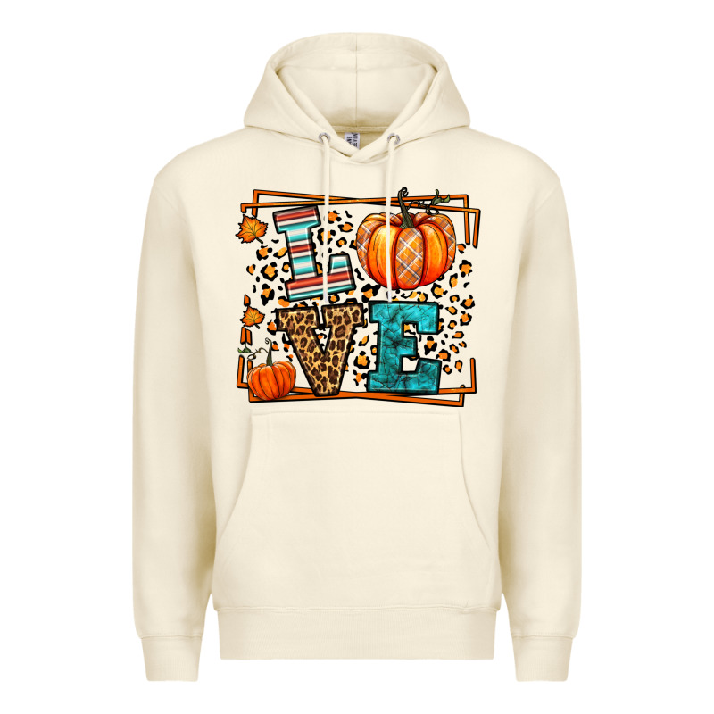 Fall Autumn Leopard Love Pumpkin Premium Hoodie by LillyAllenDesigns | Teevron