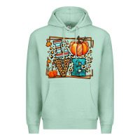 Seafoam Fall Autumn Leopard Love Pumpkin Premium Hoodie - LillyAllenDesigns