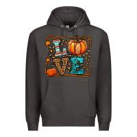 Smoke Fall Autumn Leopard Love Pumpkin Premium Hoodie - LillyAllenDesigns