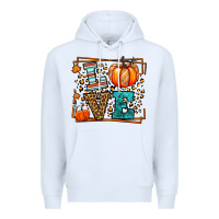 White Fall Autumn Leopard Love Pumpkin Premium Hoodie - LillyAllenDesigns