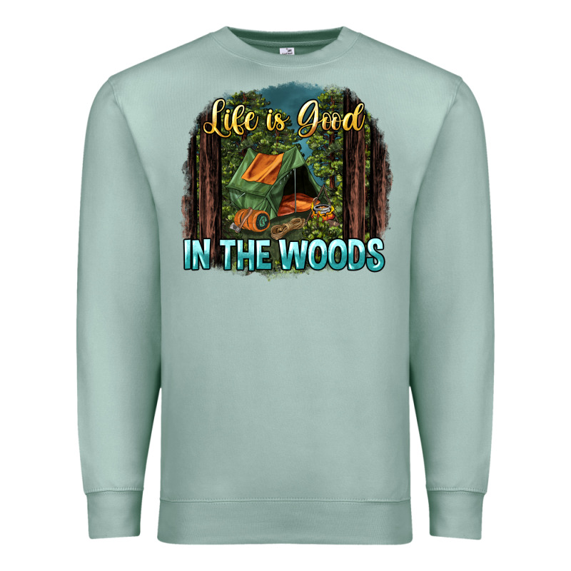 Life Is Good In The Woods Premium Sweatshirt by NancyCooperArtShop | Teevron