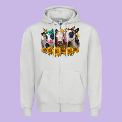 Sunflower Heifers Zipper Hoodie Designed By Jasminsmagicworld
