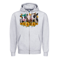 Heather Grey sunflower heifers Zipper Hoodie - Jasminsmagicworld