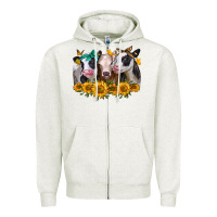 Oatmeal Heather sunflower heifers Zipper Hoodie - Jasminsmagicworld
