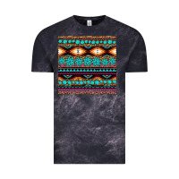 Cloud Black aztec turquoise gemstone seamless pattern Vintage Tee - HRA Design Shop