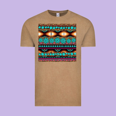 Aztec Turquoise Gemstone Seamless Pattern Vintage Tee Designed By Hra Design Shop