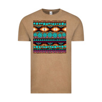 Vintage Coffee aztec turquoise gemstone seamless pattern Vintage Tee - HRA Design Shop
