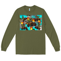 Army Green Dinosaur monster truck Long Sleeve Tee - Artiststas