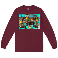 Burgundy Dinosaur monster truck Long Sleeve Tee - Artiststas