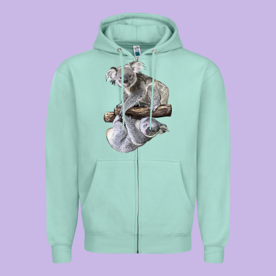 Koala Zipper Hoodie Designed By Lillyallendesigns