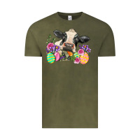 Vintage Olive Happy Easter Cow Easter Day Vintage Tee - Neo Western