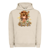 Pigment French Oak Blonde Hair Believe Praying Caucasian Messy Bun Urban Hoodie - texasbilliewilder