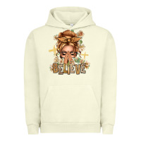 Pigment Pistachio Blonde Hair Believe Praying Caucasian Messy Bun Urban Hoodie - texasbilliewilder